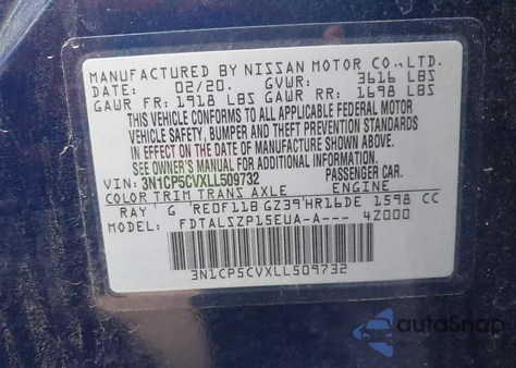 2020 Nissan Kicks Sv Xtronic Cvt z USA, uszkodzony, nr VIN 3N1CP5CVXLL509732